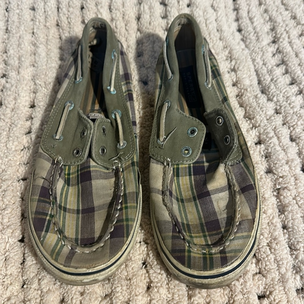 Sperry Plaid Boat Shoe- Size 5